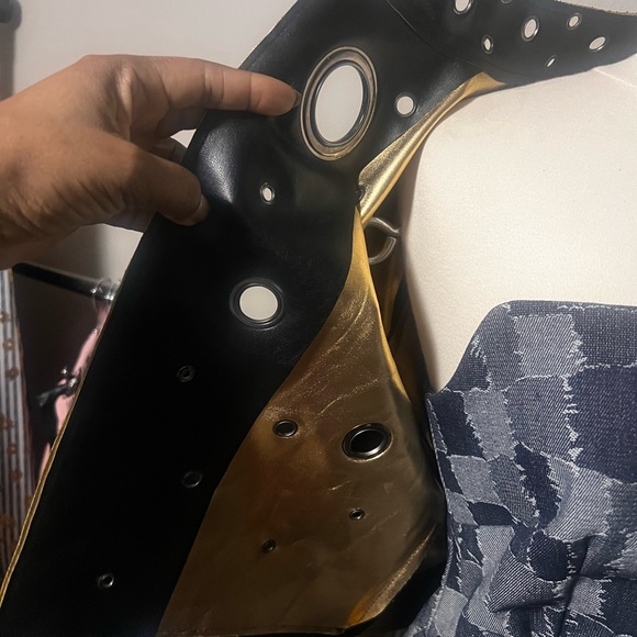 Black Leather Jacket with Edgy Metallic Details - Picture 5 of 6